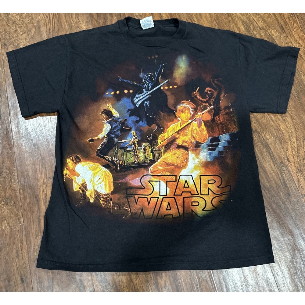 Vintage Star Wars T Shirt Mens M Black Rock Band Concert Music Adult Y2K